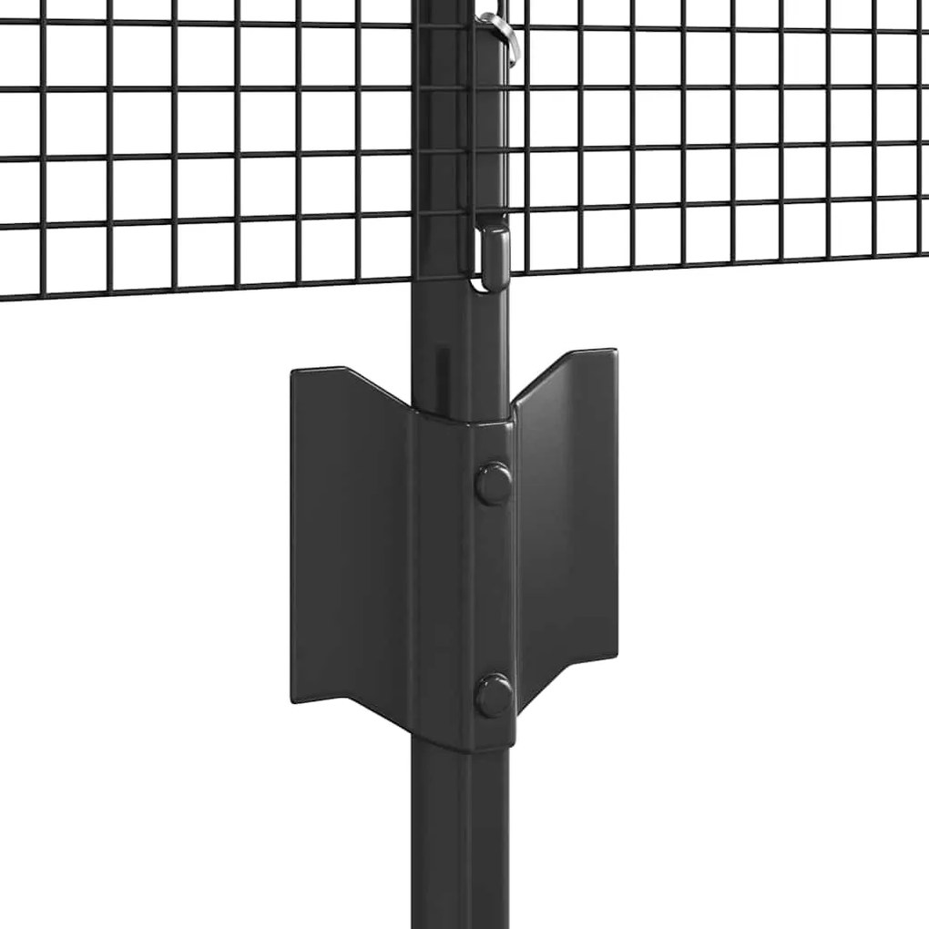 Cerca de Fios Soldados com 5 Postes em U Cinza 0.8x10 m Aço