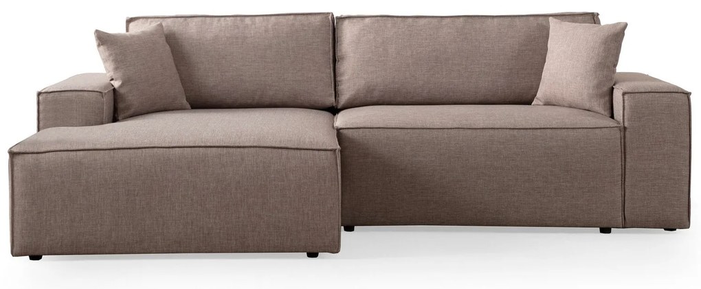 Sofá-Cama de Canto Pırlo – Castanho – 260x78x170 cm