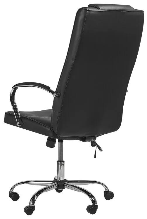 Cadeira de escritório com função de massagem em pele sintética preta GRANDEUR Beliani