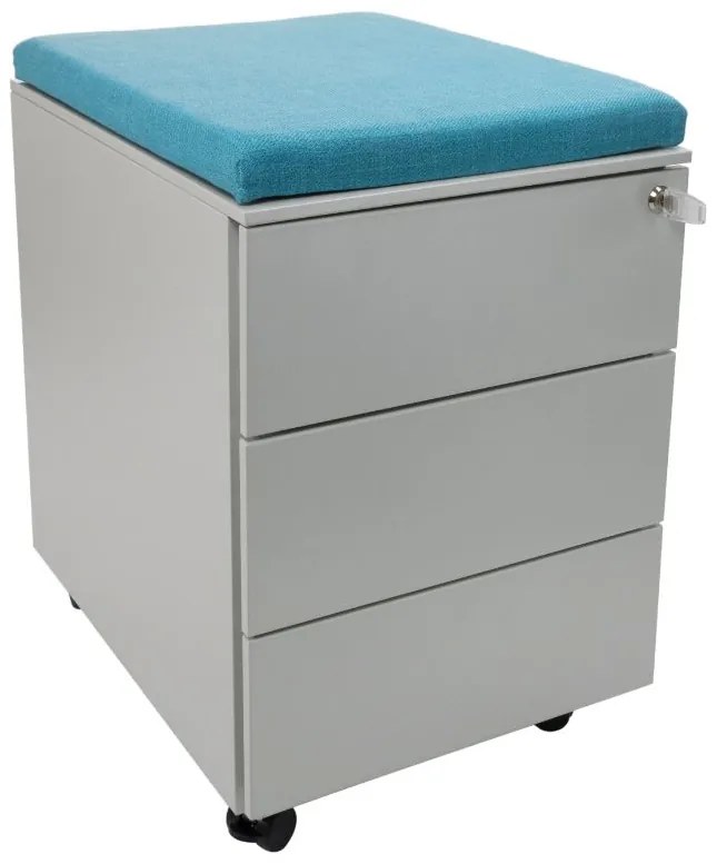 Bloco de Gavetas Metálico com Rodas e Almofada 400x600x530 mm Cinza - Riva