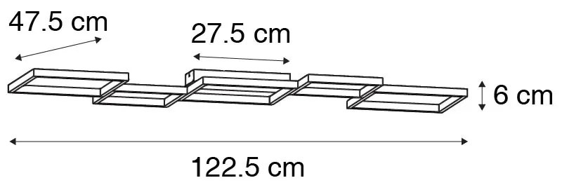 Candeeiro de teto preto com LED regulável em 3 níveis 5 luzes - Lejo Design