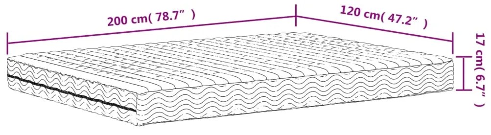 Colchão de espuma 120x200 cm dureza H2 H3 branco
