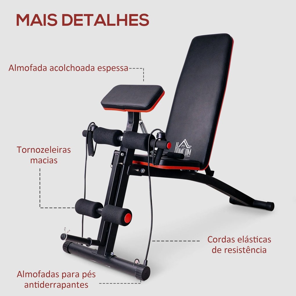 Banco de Pesos Dobrável e Inclinável Banco de Musculação Multifunciona