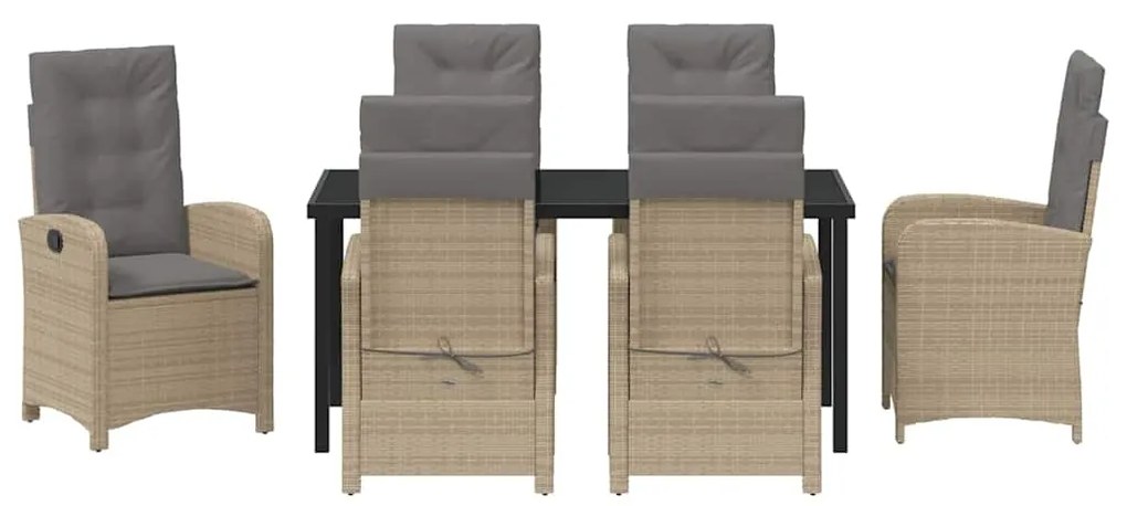 Conjunto de Jantar de Jardim com Almofadas Bege Rattan PE