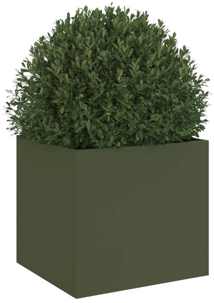 Vaso/floreira 32x30x29 cm aço verde azeitona