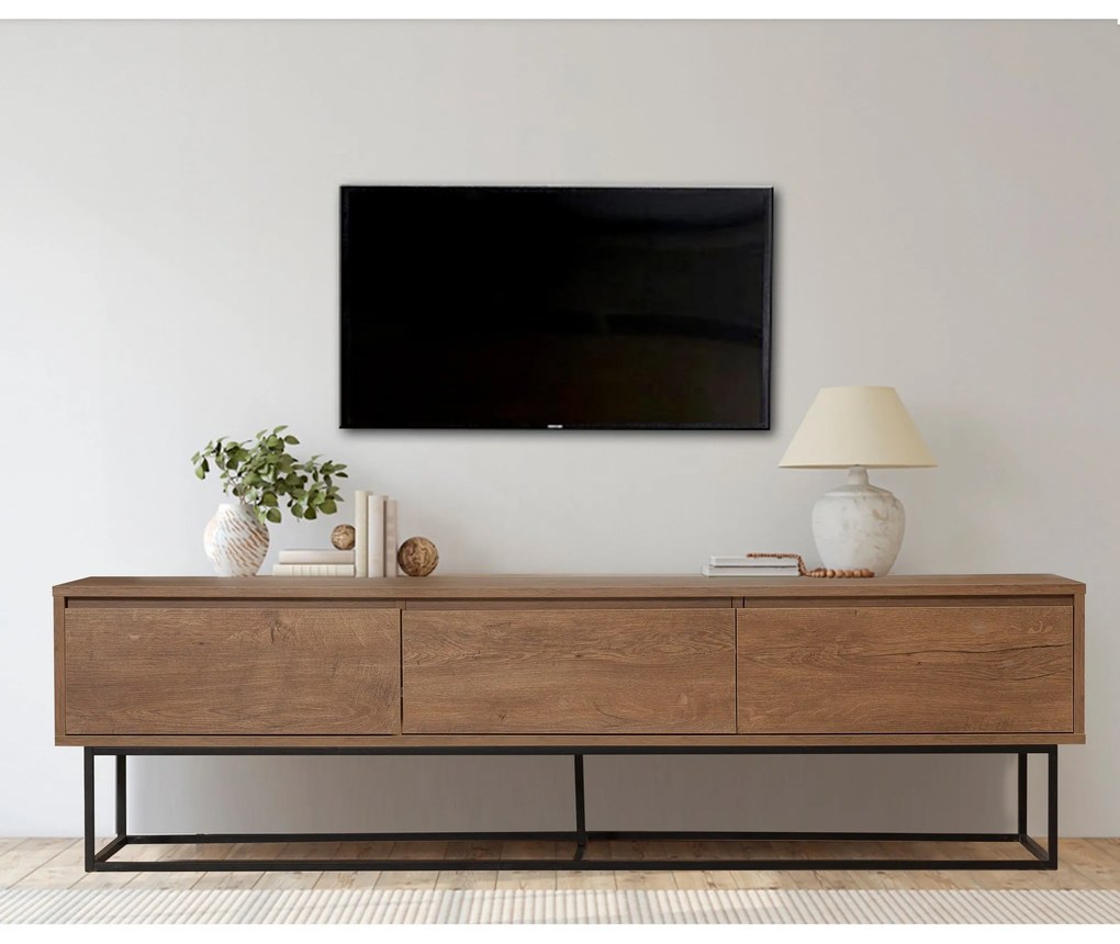 TV Stand Milo – Walnut Black – 180 cm x 50 cm x 40 cm