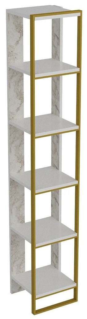Estante Polka – Dourado e Branco – 32,2 cm x 178,5 cm x 31,3 cm