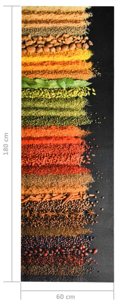Tapete de cozinha lavável com design de especiarias 60x180 cm