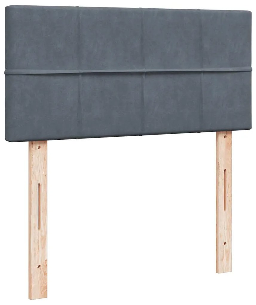 Cama com molas/colchão 100x200 cm veludo cinza-escuro