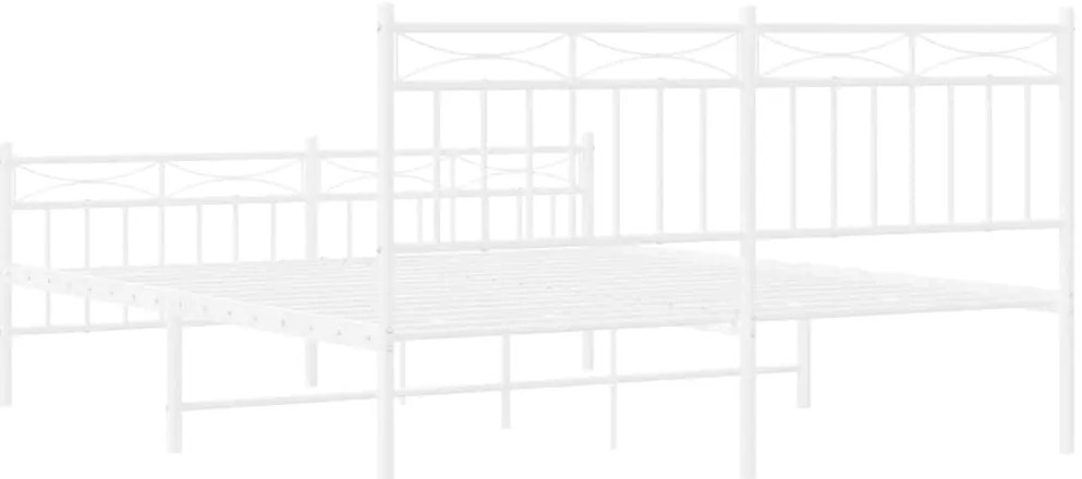 Estrutura de cama com cabeceira e pés 150x200 cm metal branco
