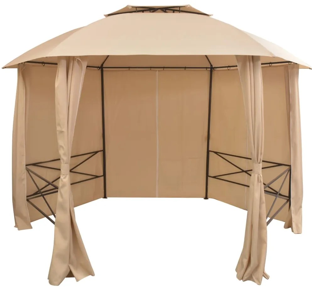 Tenda de jardim com cortinas hexagonal 360x265 cm