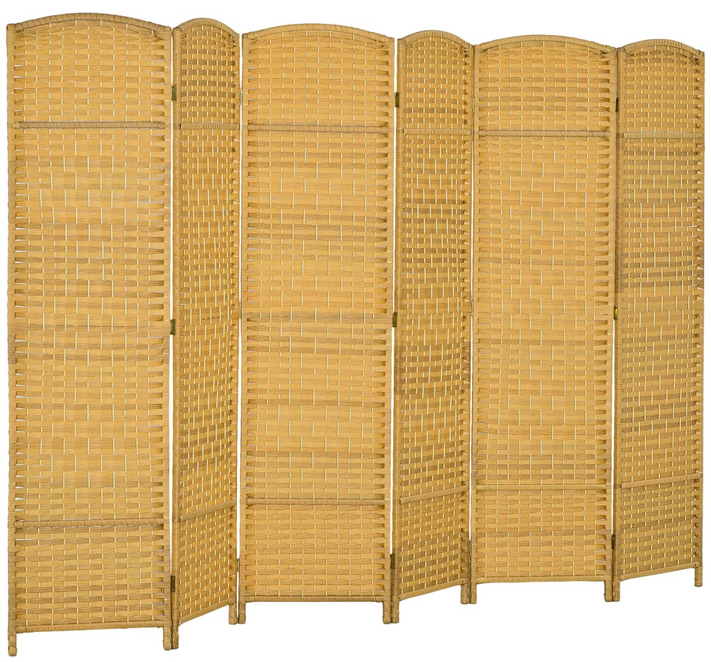 Biombo Dobrável de 6 Painéis Divisor de Ambientes 270x180 cm Ecrã de Privacidade de Polipropileno Madeira