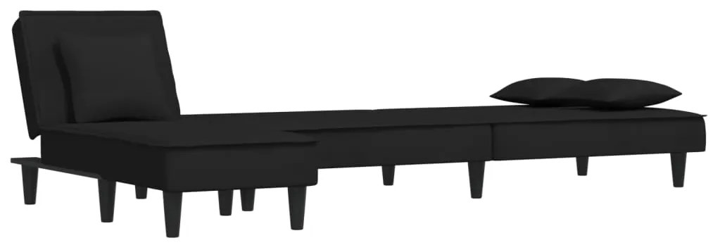 Sofá-cama em forma de L 255x140x70 cm veludo preto