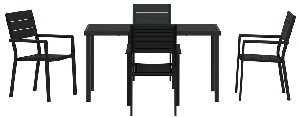 Conjunto de Jantar de 5 Peças Preto HDPE