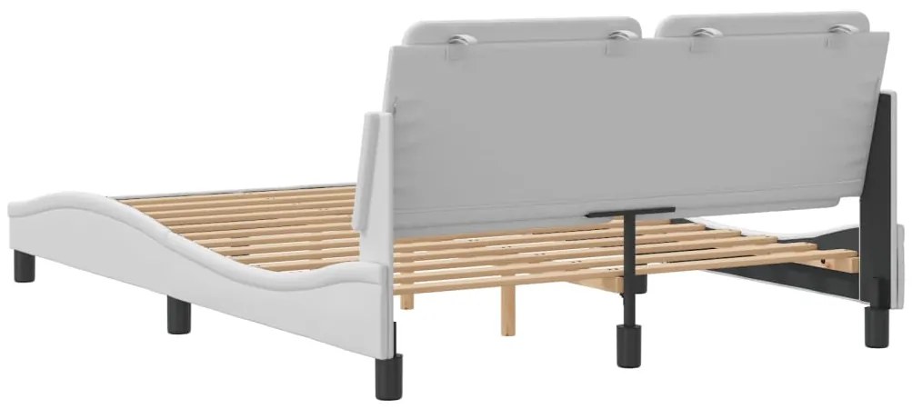 Estrutura cama c/ cabeceira couro artificial 140x190 cm branco