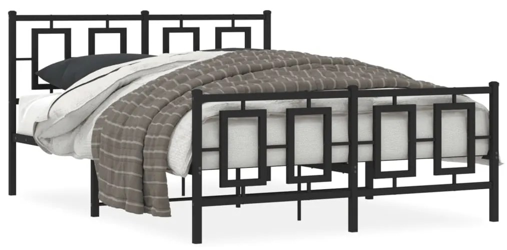 vidaXL Estrutura de cama com cabeceira e pés 140x190 cm metal preto