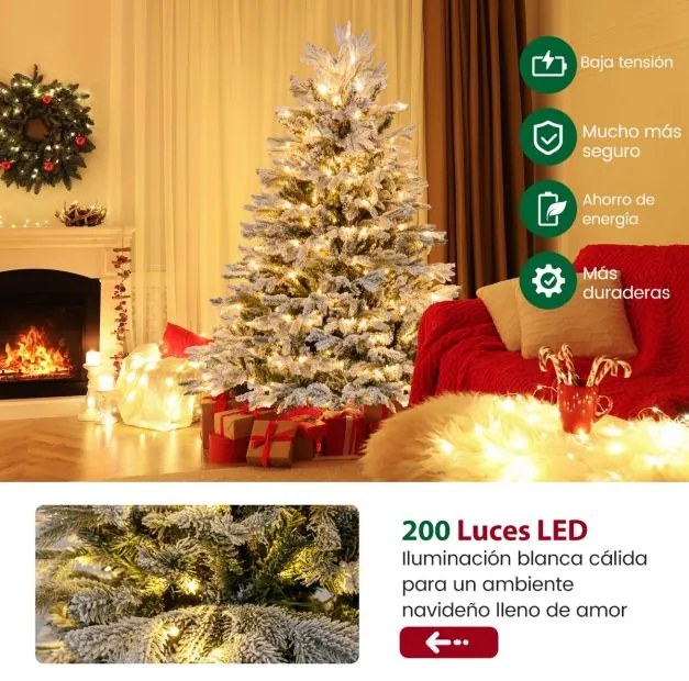 Árvore de Natal artificial com luzes LED brancas quentes e base de montagem fácil - 146 cm verde e branco
