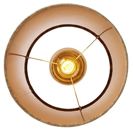 Candeeiro de teto preto fosco com cúpula de veludo castanho 25 cm - Combi Moderno