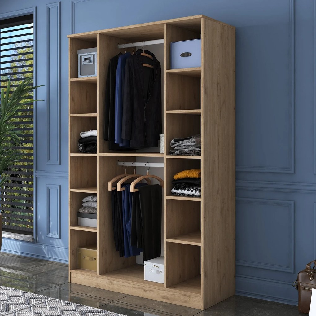 Roupeiro BA116 – Nogueira e Branco – 120x190,8x47,3 cm