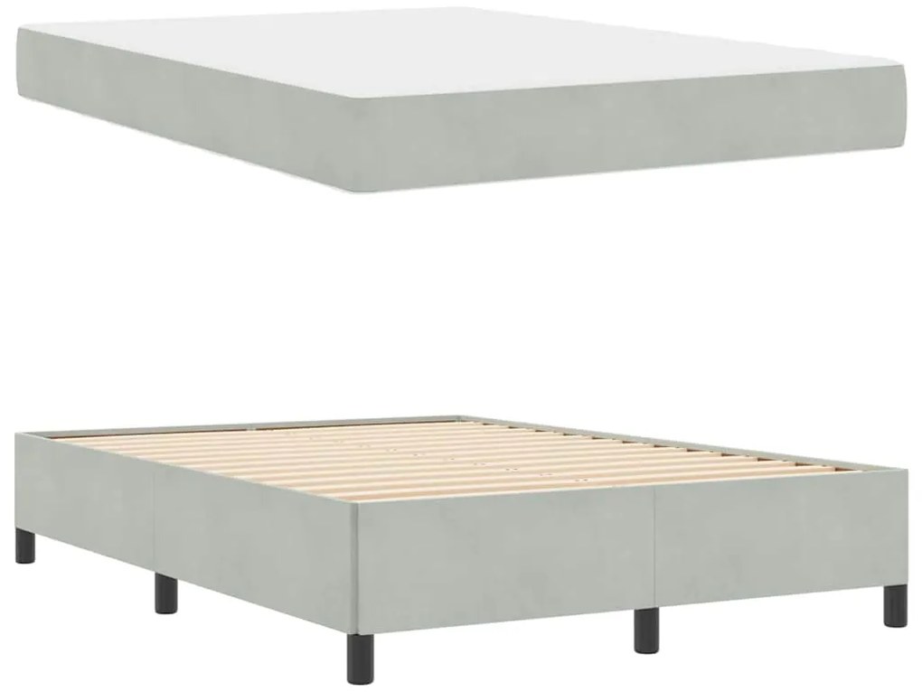 Estrutura da Cama Branco e Cinza Claro 160 x 200 cm Veludo