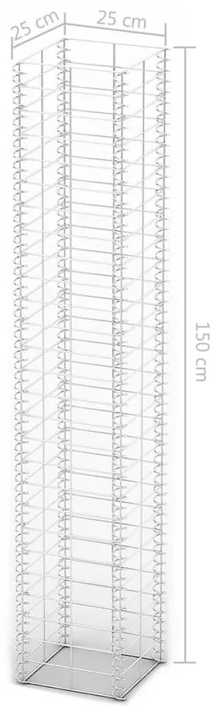 Conjunto de gabiões 3 pcs arame galvanizado 25 x 25 x 150 cm