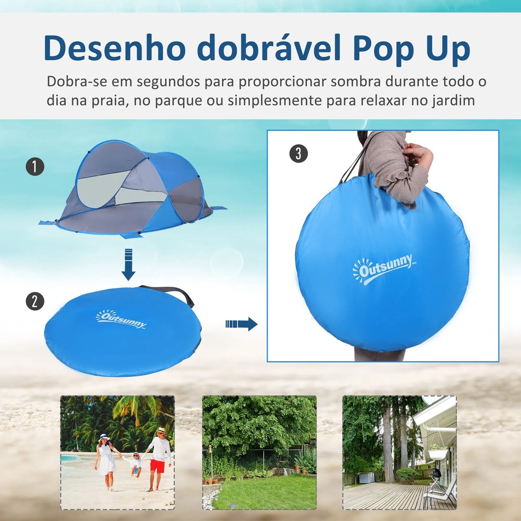 Outsunny Tenda de Praia Dobrável Pop-Up para 1-2 Pessoas com 1 Porta 2