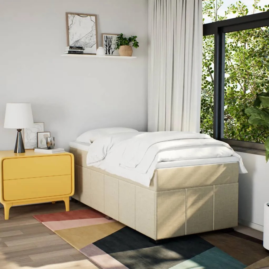 Cama com molas/colchão 90x190 cm tecido cor creme