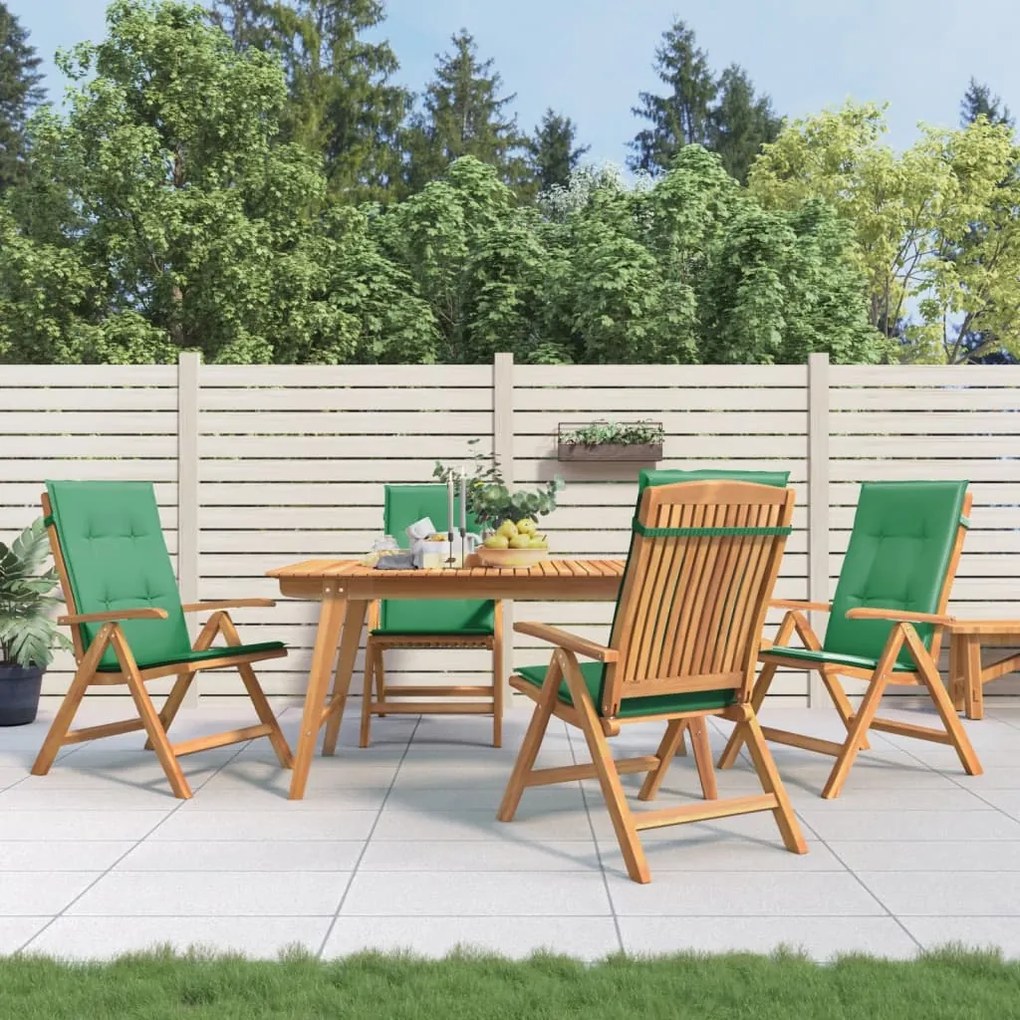 vidaXL Cadeiras de jardim reclináveis c/ almofadões 4 pcs teca maciça