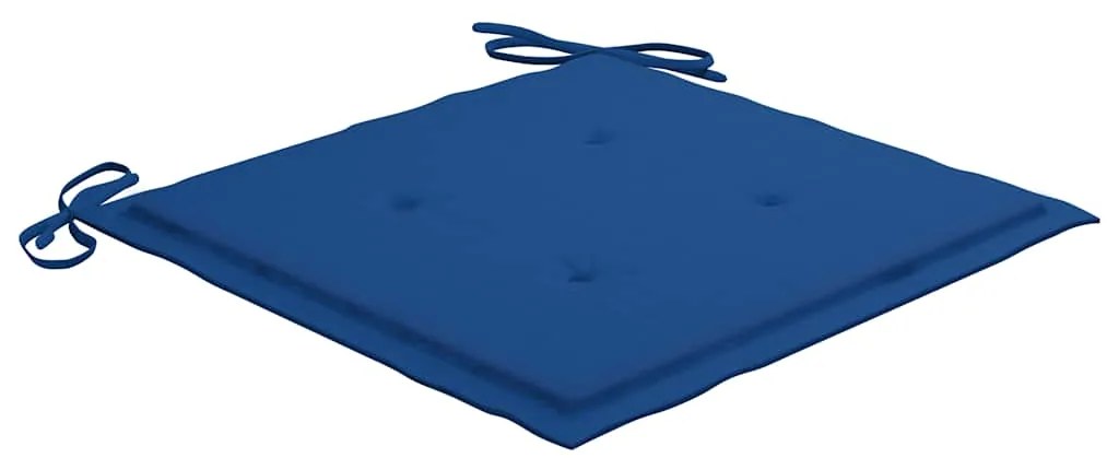3 pcs conj. jantar dobrável exterior c/ almofadão teca maciça