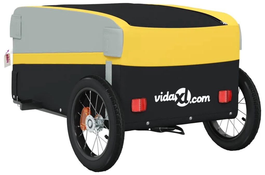 Reboque para bicicleta 30 kg ferro preto e amarelo