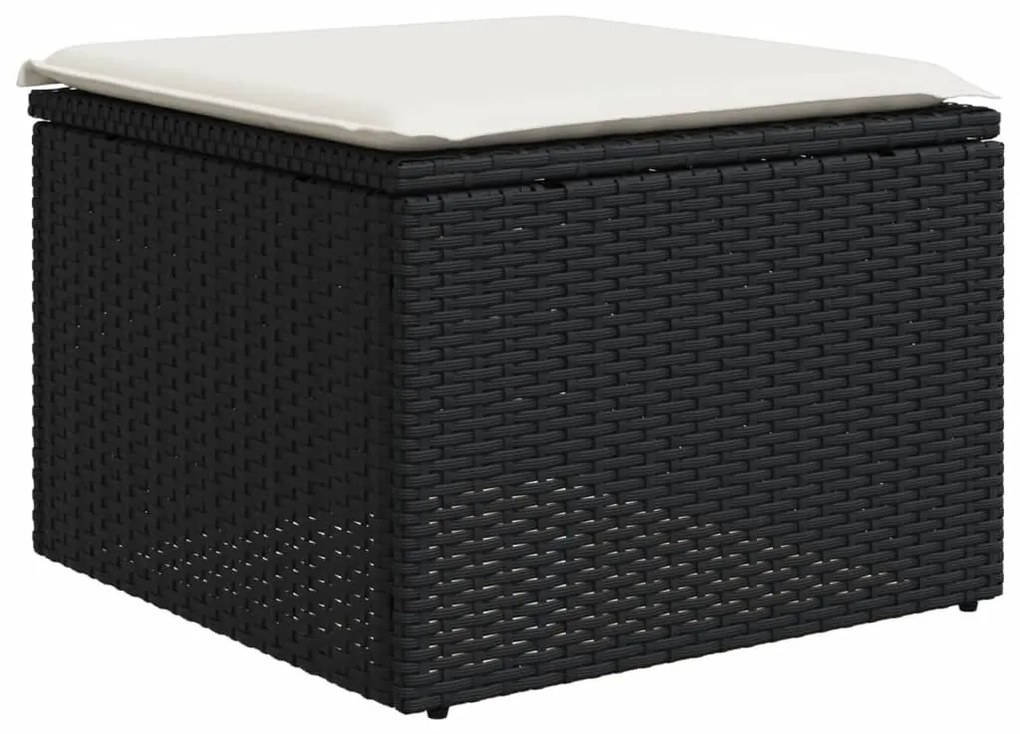 8 pcs conjunto sofás de jardim com almofadões vime PE preto