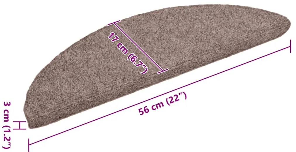 Tapetes de escada autoadesivos 30 peças 56x17x3 cm creme meia-lua