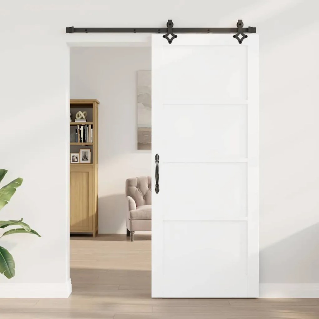 Porta Deslizante com Conjunto de Ferragens 'ORKDAL'Branco de Madeira M