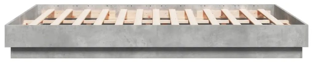 Estrutura de cama com luzes LED 160x200 cm cinzento cimento