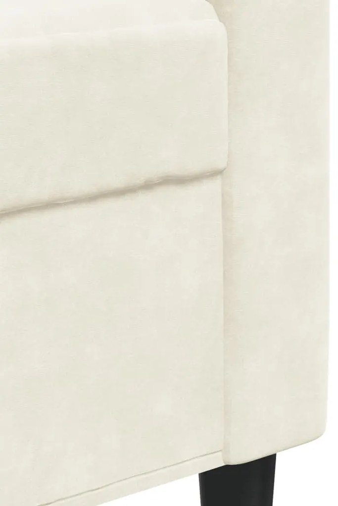3 pcs conjunto de sofás com almofadões veludo cor creme