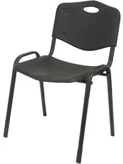 Cadeira Q-Connect Robledo Confidente Estrutura em Metal Preta com Encosto Pvc Ergonomica Preta 81x48x42 cm