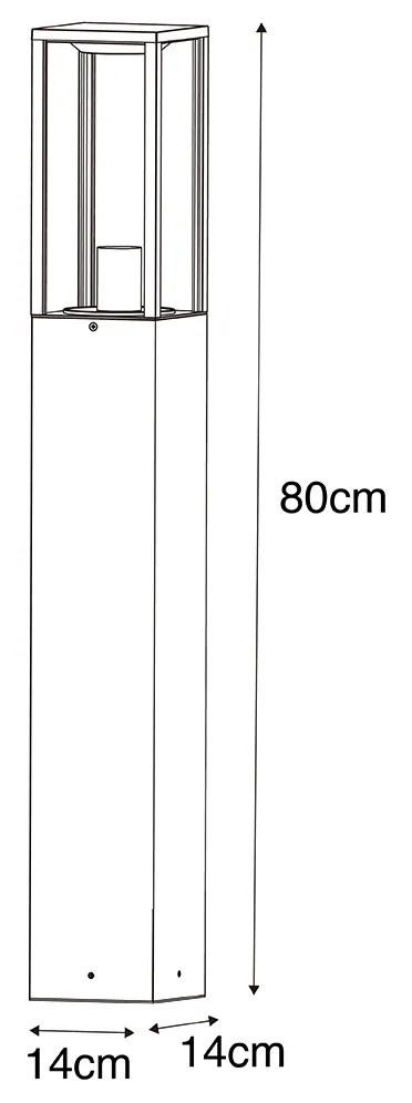 LED Candeeiro de pé exterior inteligente preto com vidro canelado 80 cm incl. Wifi A60 - Charlois Moderno
