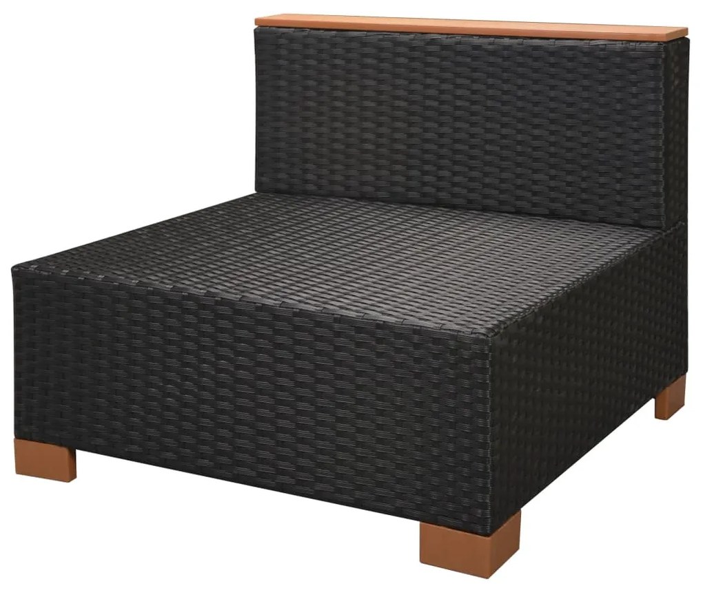 6 pcs conjunto lounge de jardim c/ almofadões vime PE preto