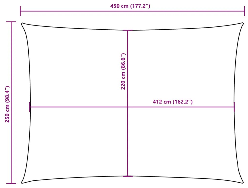 Para-sol estilo vela tecido oxford retangular 2,5x4,5m castanho