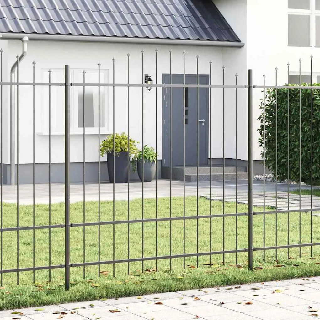 vidaXL Cerca de Jardim com Arco Cinza 1,7x1,75 m em Aço