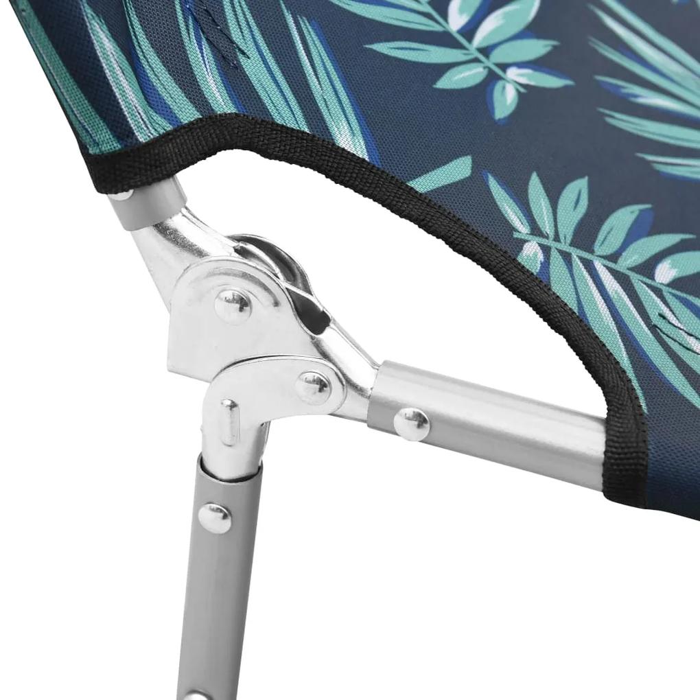Espreguiçadeira dobrável + almofada cabeça aço design folhas