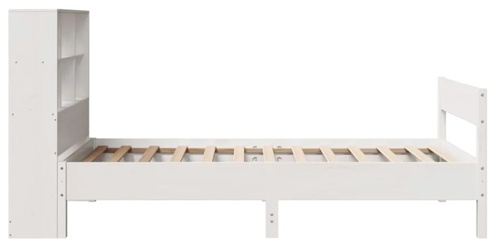 Cama com estante sem colchão 90x190 cm pinho maciço branco