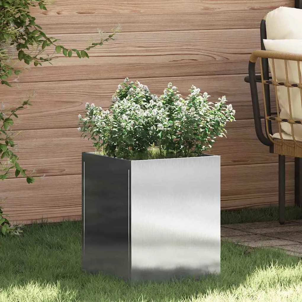 vidaXL Vaso de Jardim Prata 50 x 32 x 40 cm Aço inoxidável