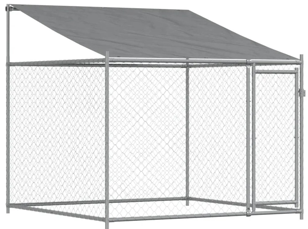 Jaula para cão com telhado/portas 10x2x2m aço galvanizado cinza