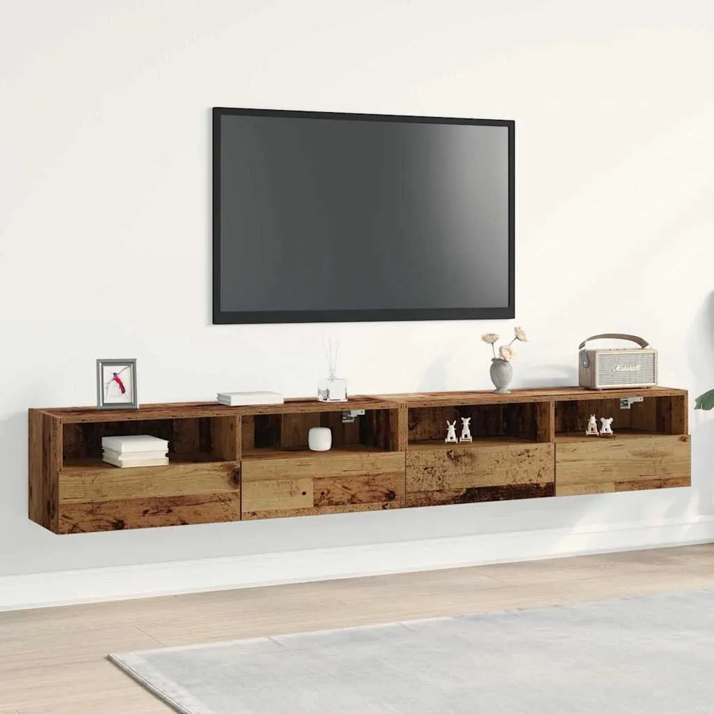 vidaXL Estante de TV 2 pcs Madeira Antiga 100x30x30cm