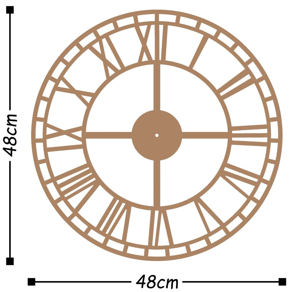 Relógio Decorativo de Metal Watch-002 – Cobre – 48 x 48 cm