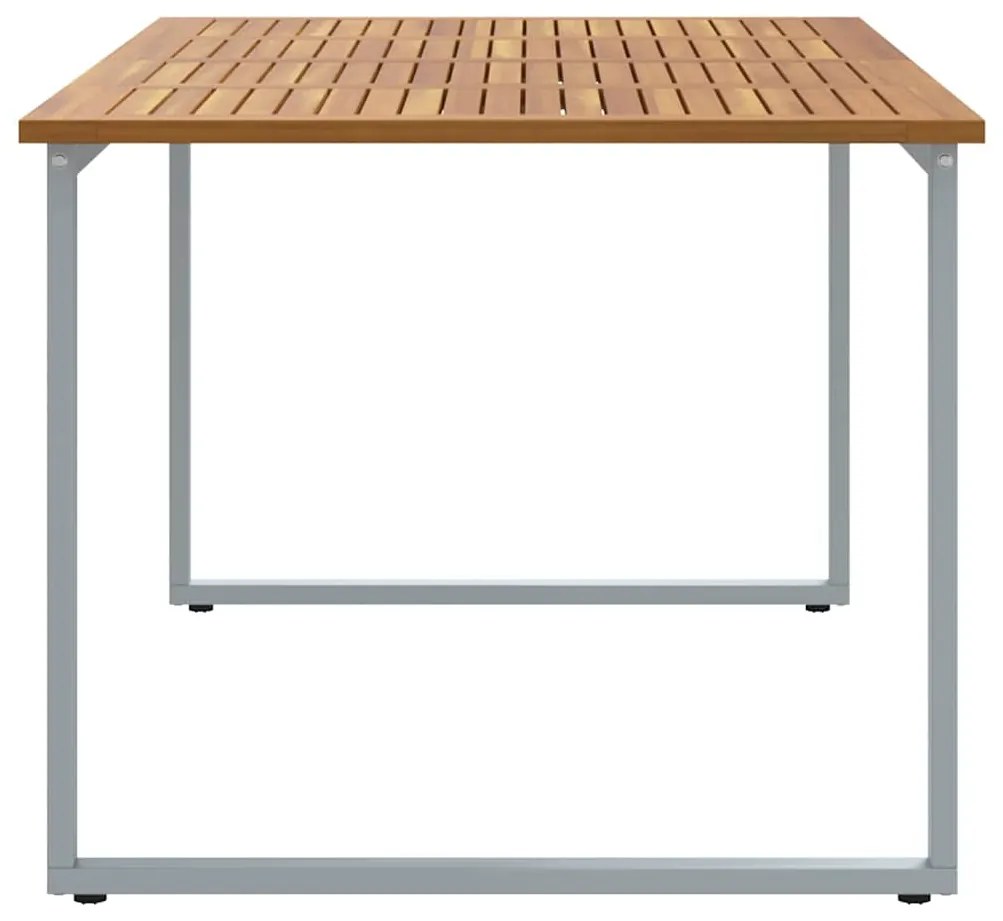 Mesa de Jantar Externa vidaXL Cinza 180x90x75 cm Aço e Madeira Sólida