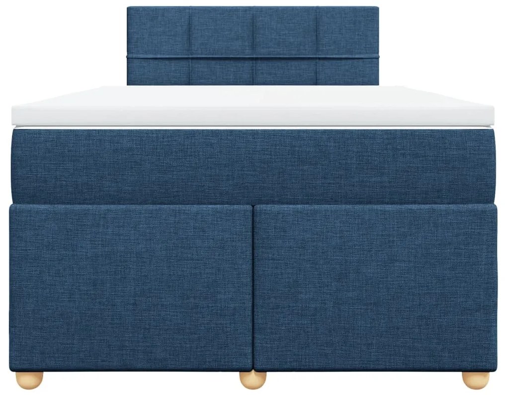 Cama boxspring com colchão 120x190 cm tecido azul