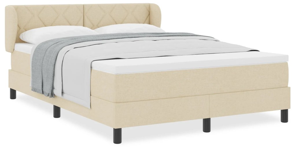 Cama Box Spring vidaXL com Colchão em Creme, 140x200 cm, Tecido