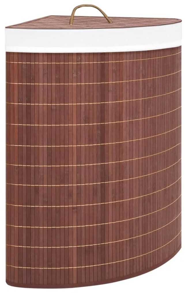 Cesto de canto para roupa suja 60 L bambu castanho